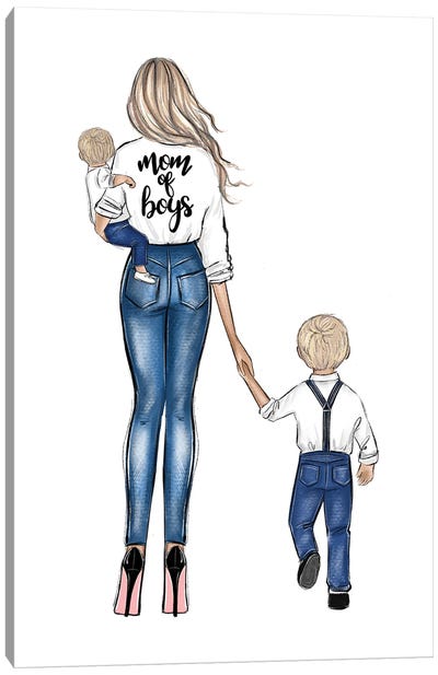 Mom Of Boys Blonde Canvas Art Print - Art Gifts for Her