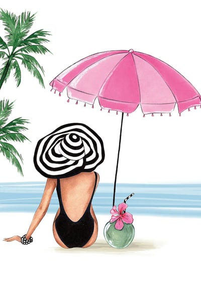 Large Coastal Art - Canvas Prints: On The Beach by LaLana Arts