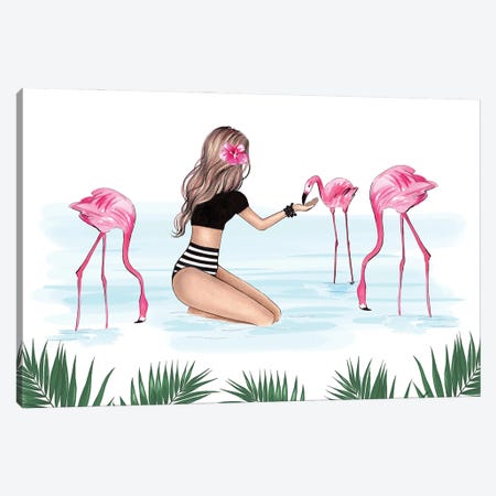 Flamingos Canvas Print #LLN158} by LaLana Arts Canvas Wall Art