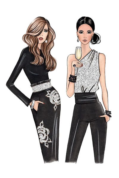 Women's Pants: 2 Glam Ladies by LaLana Arts