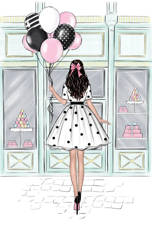 Sweets Shop Brunette Girl by LaLana Arts wall art