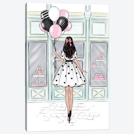 Sweets Shop Brunette Girl Canvas Print #LLN162} by LaLana Arts Art Print