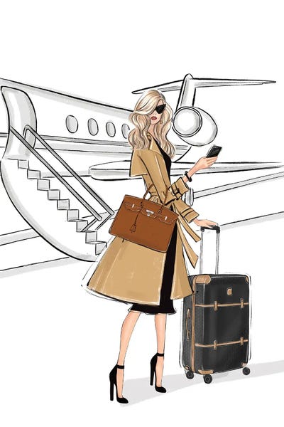 Business Trip Blonde Girl by LaLana Arts framed canvas print