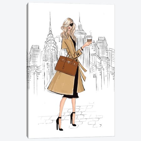 Outfit In Ny Blonde Girl Canvas Print #LLN167} by LaLana Arts Canvas Art