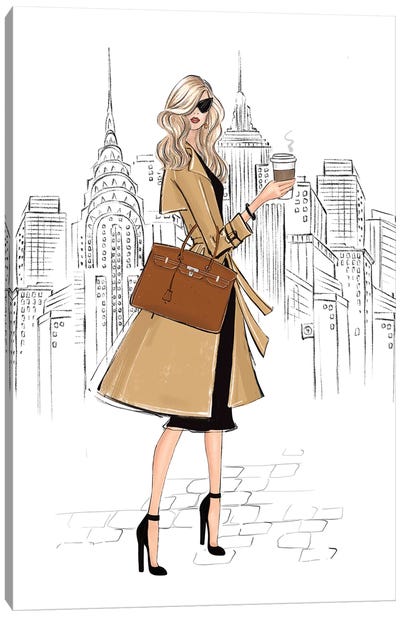 Outfit In Ny Blonde Girl Canvas Art Print - Women's Coats & Jackets