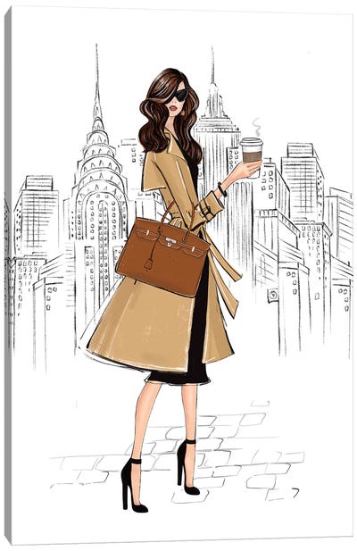 Outfit In Ny Brunette Girl Canvas Art Print - Bag & Purse Art