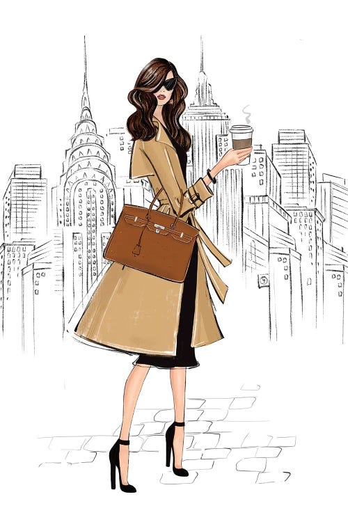 Outfit In Ny Brunette Girl by LaLana Arts wall art