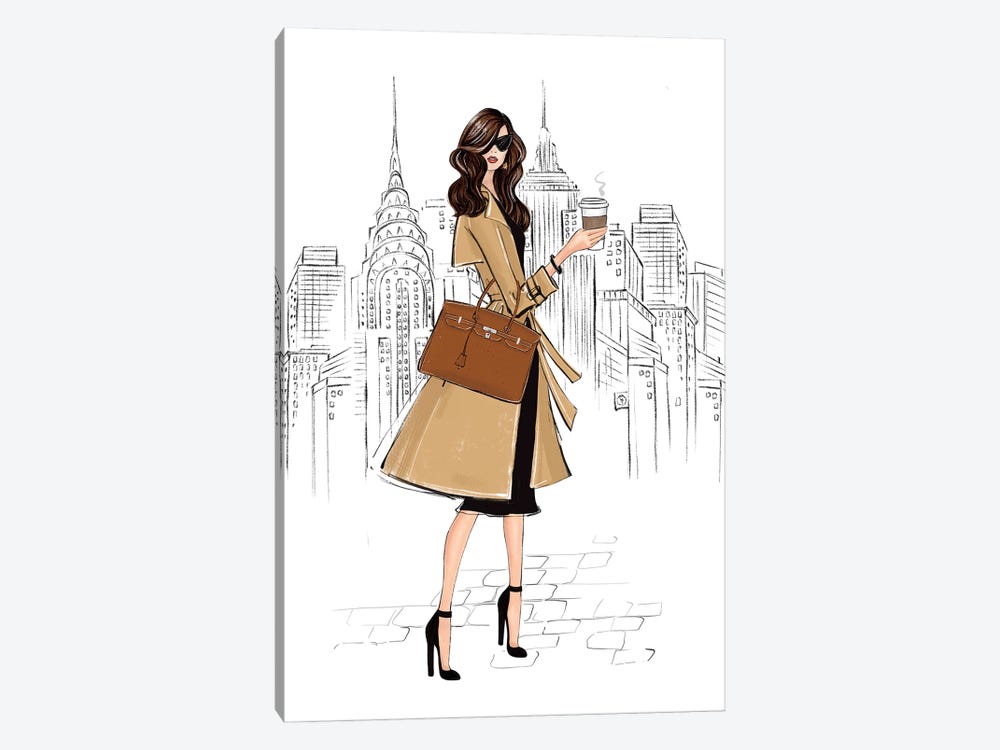 Outfit In Ny Brunette Girl by LaLana Arts 1-piece Canvas Art