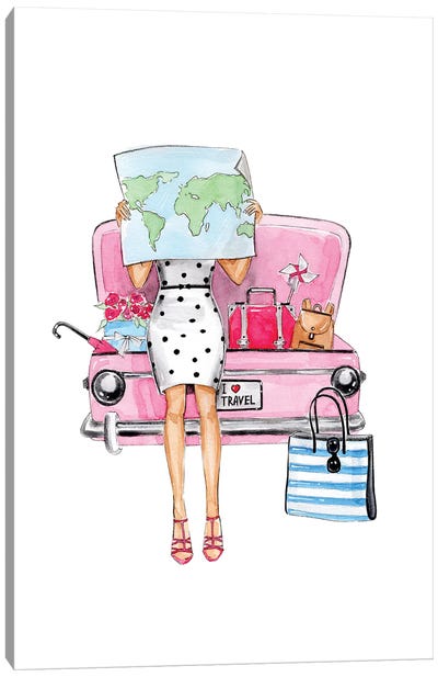 Travel By Car Canvas Art Print - Barbiecore