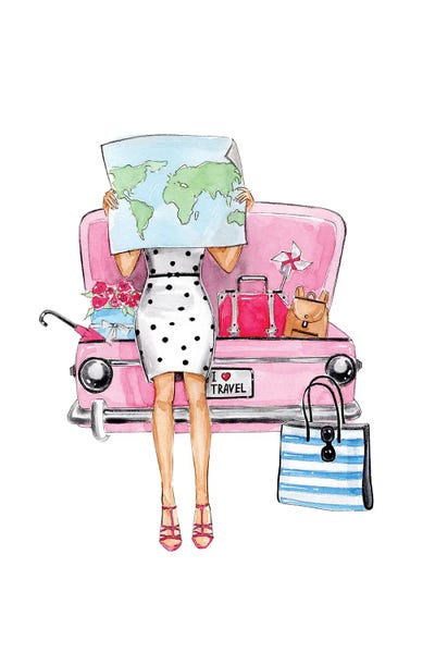 Barbiecore: Travel By Car by LaLana Arts