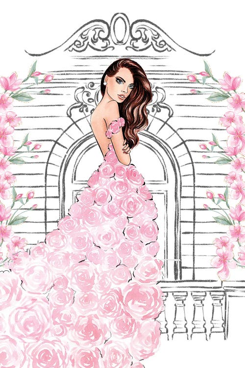 Pink Rose Dress Canvas Artwork by LaLana Arts | iCanvas