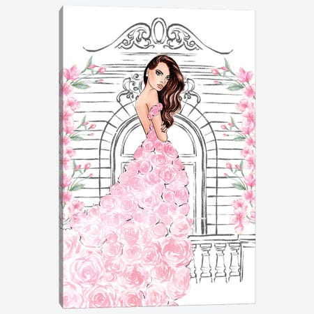 Pink Rose Dress Canvas Print #LLN16} by LaLana Arts Canvas Art