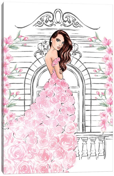 Pink Rose Dress Canvas Art Print - LaLana Arts