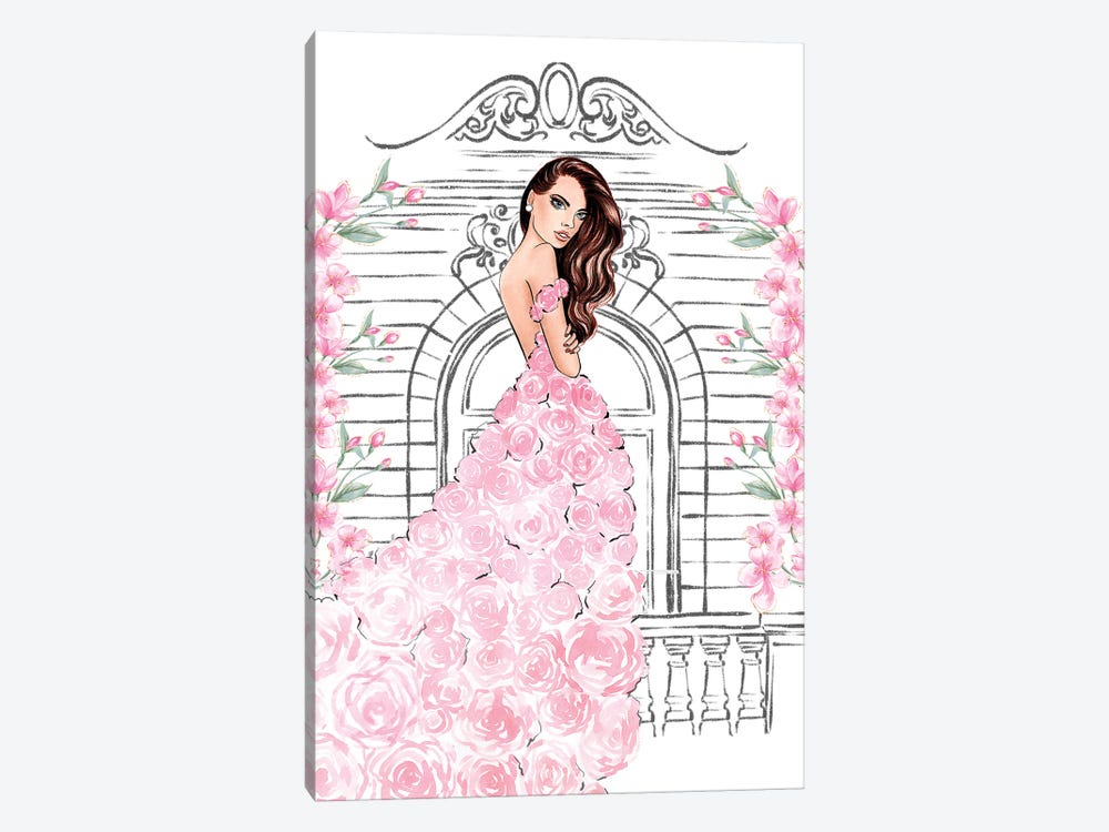 Pink Rose Dress by LaLana Arts 1-piece Canvas Print