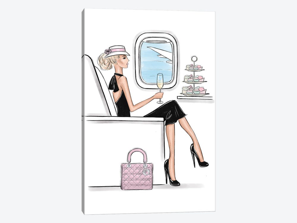 In The Airplane With Style Blonde by LaLana Arts 1-piece Canvas Art Print
