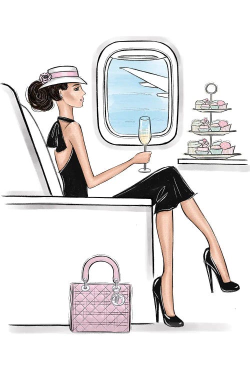 In The Airplane With Style Brunette
