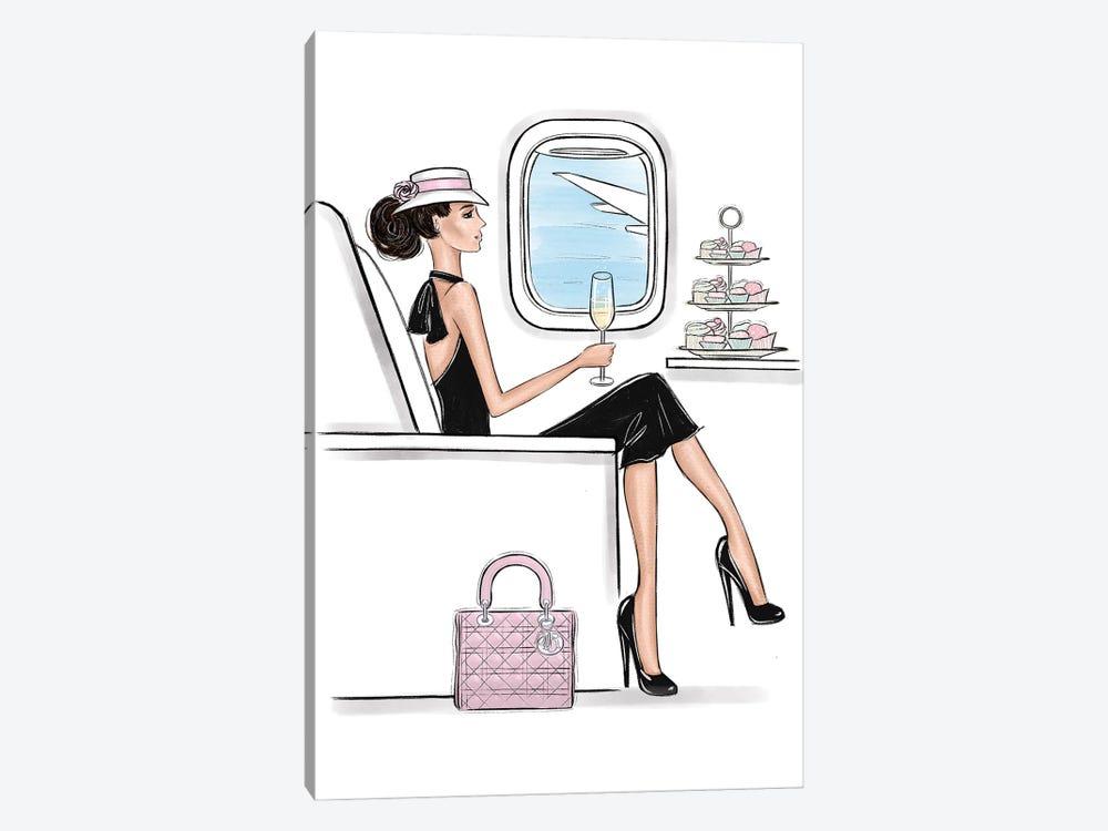 In The Airplane With Style Brunette by LaLana Arts 1-piece Canvas Art