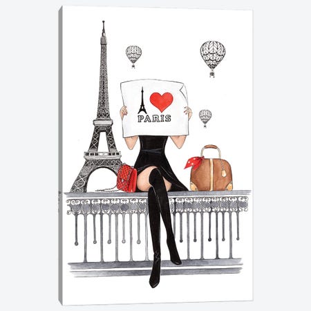 I Love Paris Canvas Print #LLN182} by LaLana Arts Canvas Print