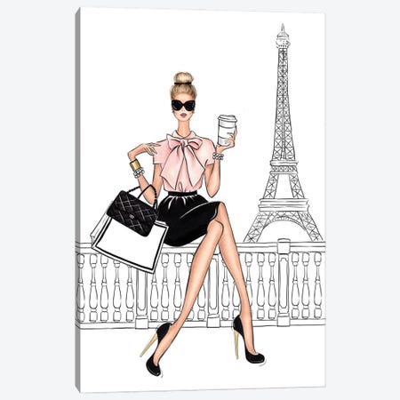 By The Eiffel Tower Blonde Canvas Print #LLN183} by LaLana Arts Canvas Print