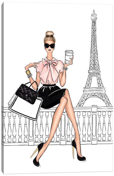 By The Eiffel Tower Blonde Canvas Art Print - LaLana Arts