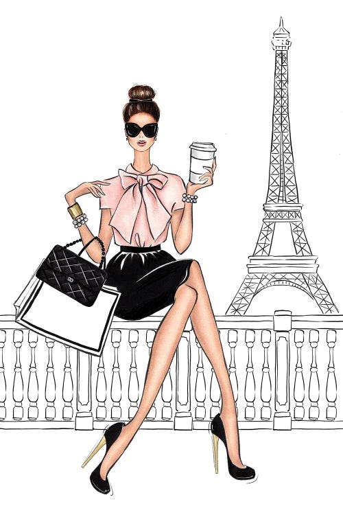 By The Eiffel Tower Brunette by LaLana Arts wall art