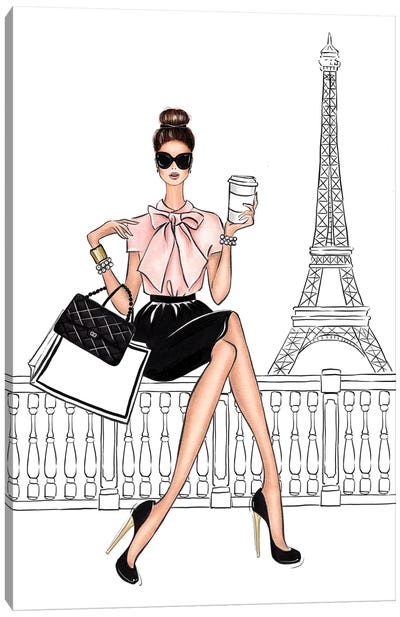 By The Eiffel Tower Brunette Canvas Art Print - The Eiffel Tower