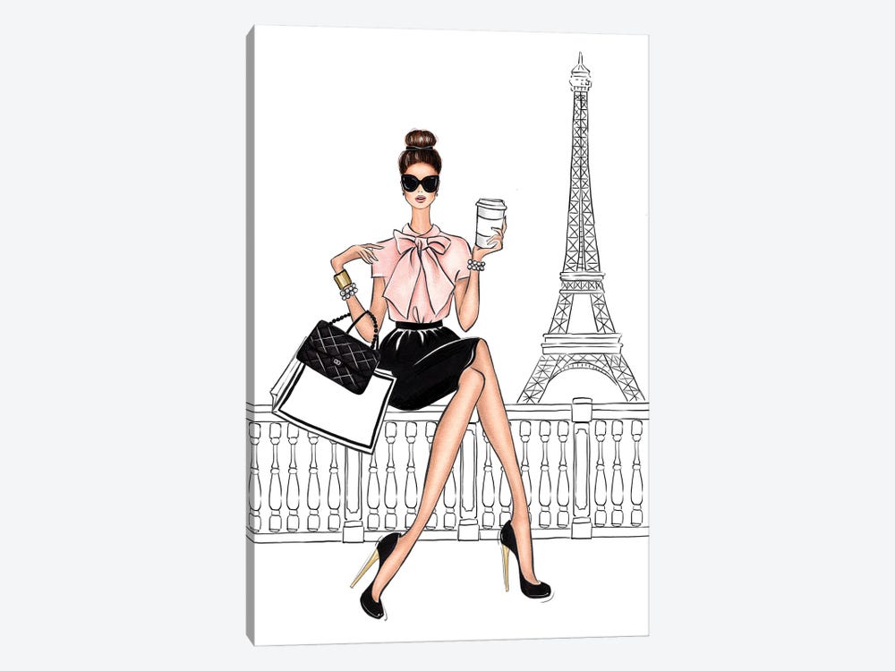 By The Eiffel Tower Brunette by LaLana Arts 1-piece Canvas Wall Art