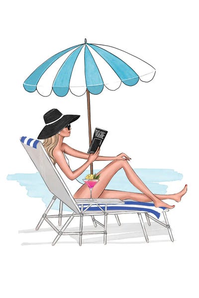 LaLana Arts: Relax With Book By The Pool by LaLana Arts