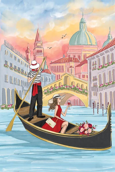 LaLana Arts: Lady In Red In Venice by LaLana Arts