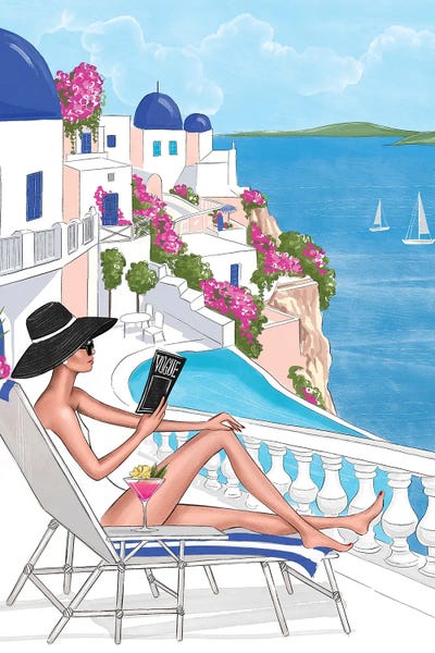 Santorini Girl by LaLana Arts canvas print