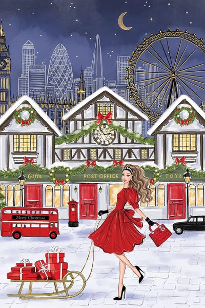 Christmas In London by LaLana Arts framed wall art