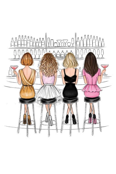 Cocktails Ladies Night by LaLana Arts framed wall art