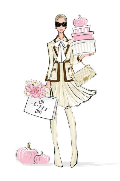 LaLana Arts: Sassy Girl With Pink Pumpkins by LaLana Arts