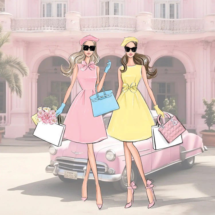 La Retro Fashion Girls by LaLana Arts wall art