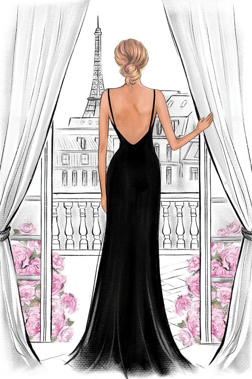 Lady In Black Dress In Paris Blonde