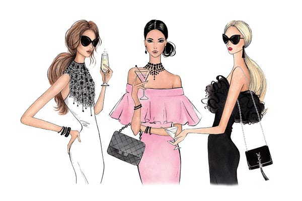 Bags & Purses: Ladies With Cocktails by LaLana Arts