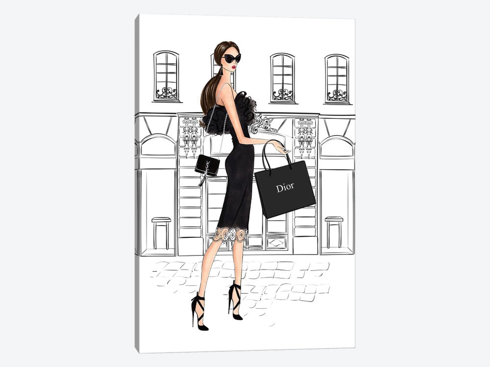 Shopping In Style Brunette by LaLana Arts 1-piece Canvas Art Print