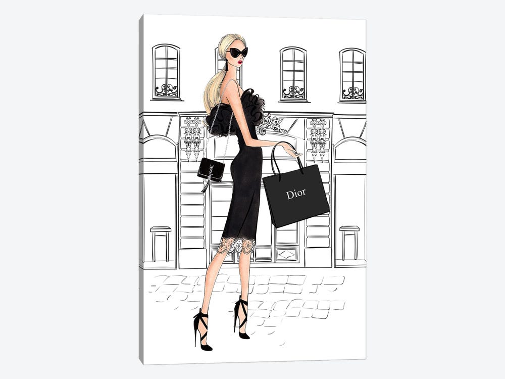 Shopping In Style Blonde by LaLana Arts 1-piece Canvas Artwork