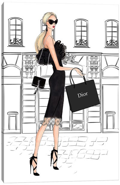 Shopping In Style Blonde Canvas Art Print - Shopping