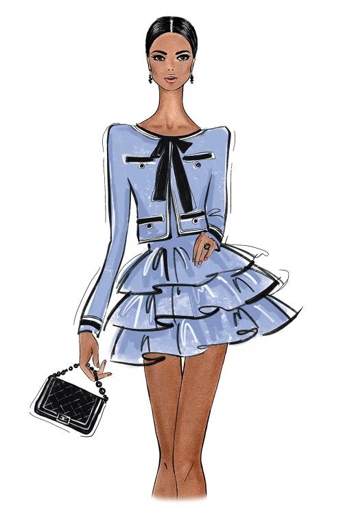 Chanel Outfit Blue by LaLana Arts wall art