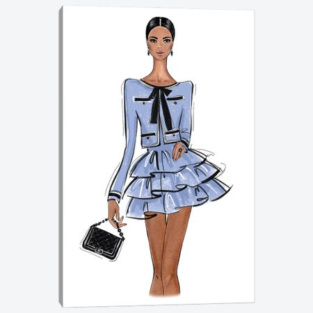 Chanel Outfit Blue Canvas Print #LLN45} by LaLana Arts Canvas Print