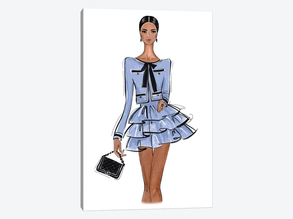 Chanel Outfit Blue by LaLana Arts 1-piece Art Print