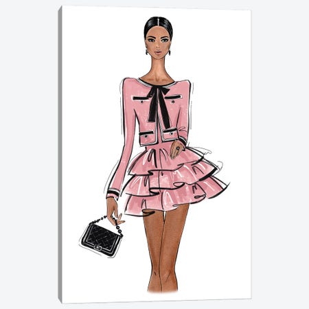Chanel Outfit Pink Canvas Print #LLN47} by LaLana Arts Art Print
