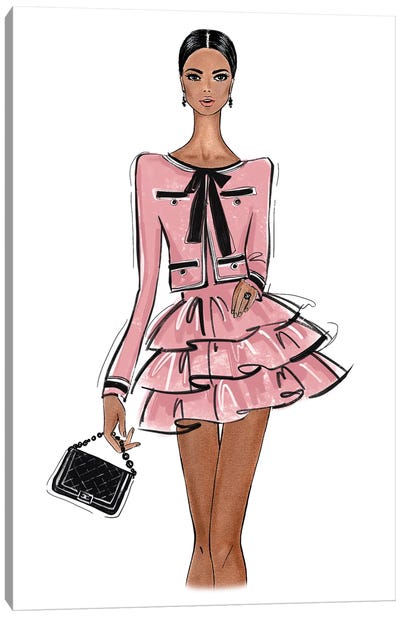 Chanel Outfit Pink Canvas Art Print - LaLana Arts