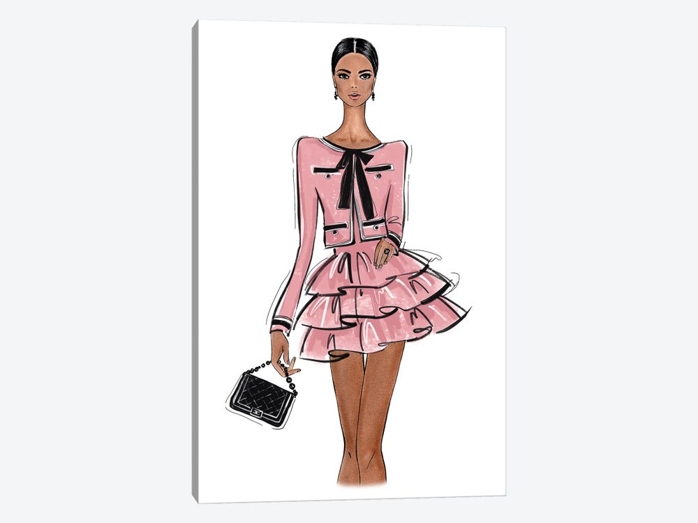 Chanel Outfit Pink by LaLana Arts 1-piece Canvas Art Print