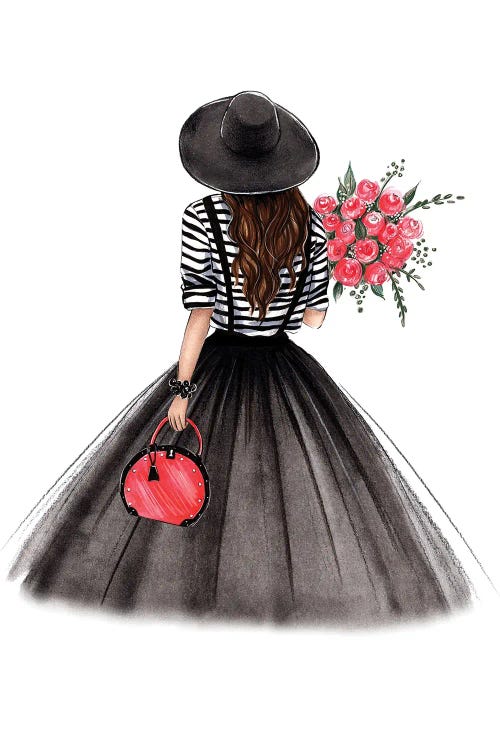 Paris Vibes Brunette Girl by LaLana Arts wall art