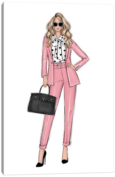 Girl Boss In Pink Blonde Canvas Art Print - Women's Coat & Jacket Art