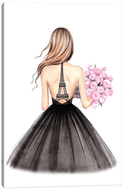Eiffel Tower Dress Canvas Art Print - LaLana Arts