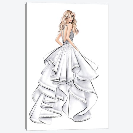 White Gown Blonde Girl Canvas Print #LLN62} by LaLana Arts Canvas Wall Art