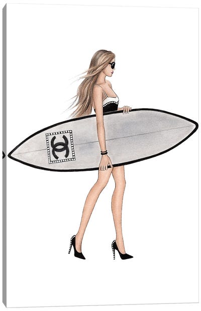 Surf Girl Canvas Art Print - Surfing Art
